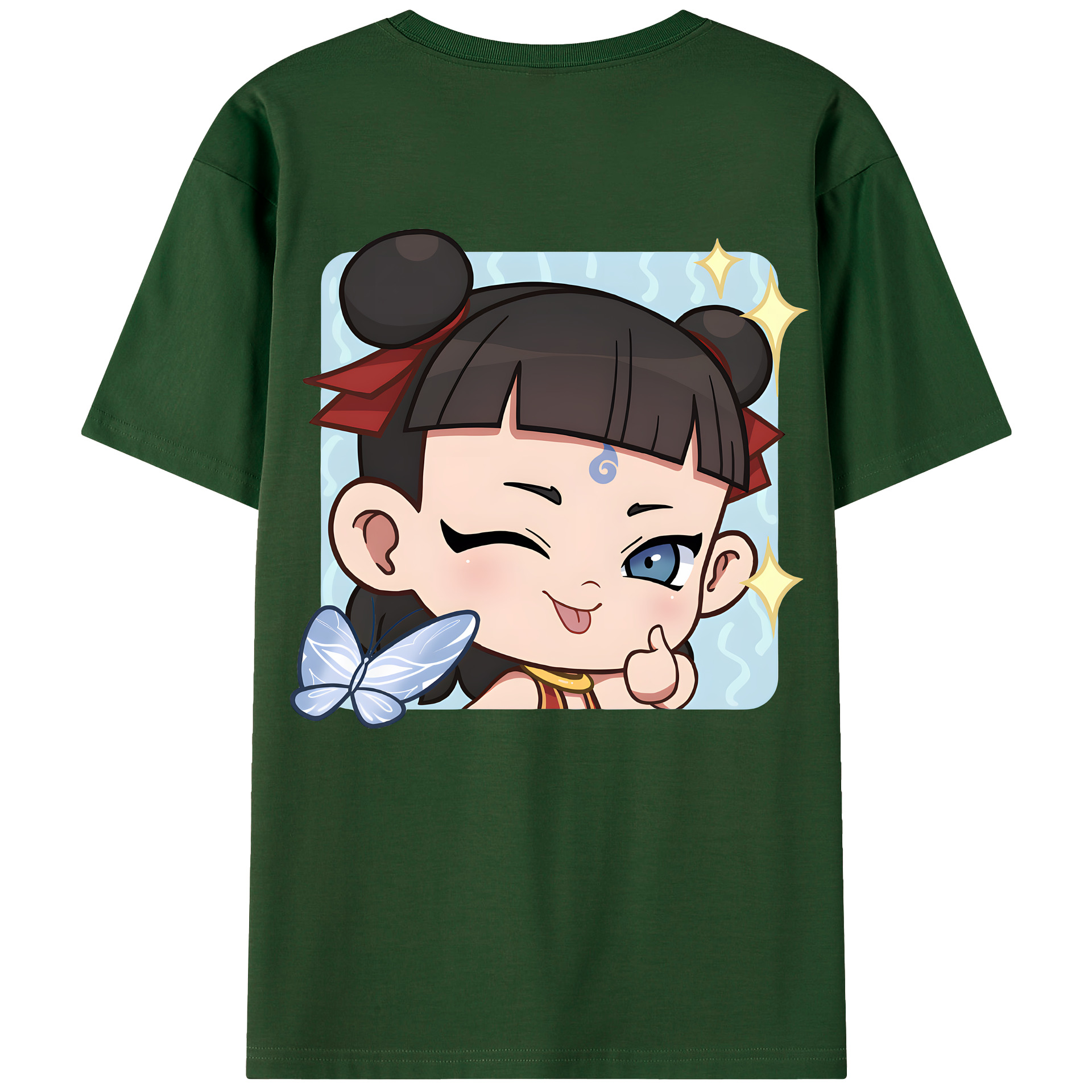 （画像用） Ne Zha 2 ナタ 魔童の大暴れ 綿100％半袖Tシャツ（背面プリント）
